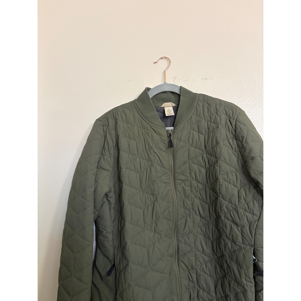 Duluth Trading Co Olive Green Quilted Bomber Jacket Womens XL 85824 Full Zip